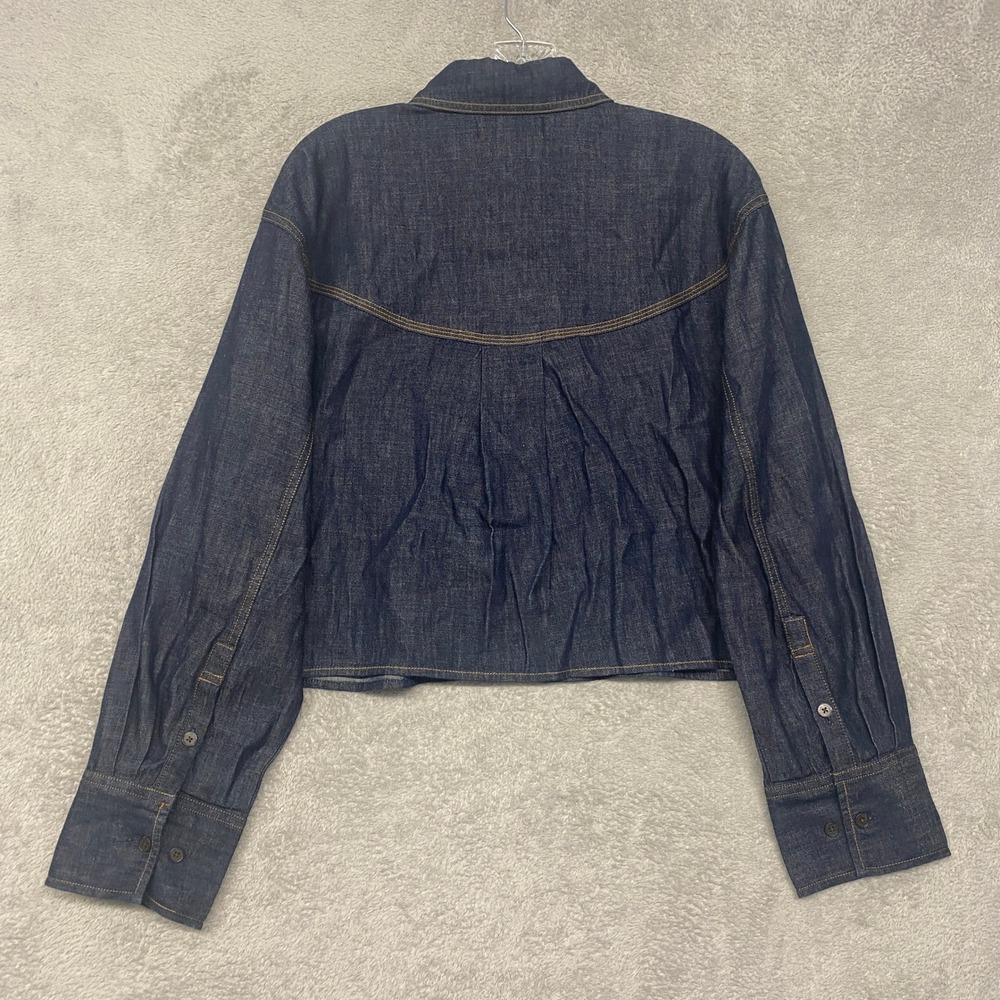 Madewell Womens Medium Blue Denim Straight Hem Shirt Rinse Wash Rigid NZ025 - Picture 9 of 10